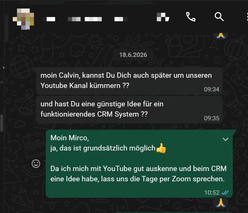 Kunde fragt nach YouTube und CRM Ausbau